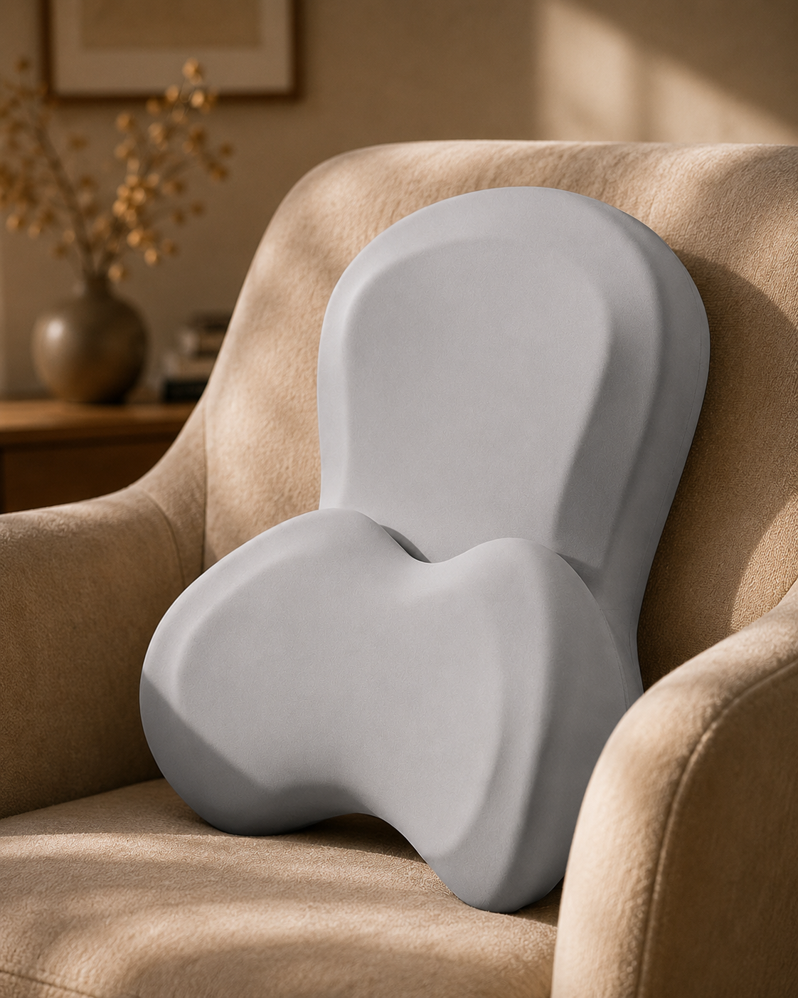 Coussin ergonomique Postura™ sur canapé - confort quotidien maison